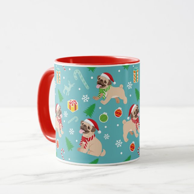Mignons Carlins de Noël Mug (Devant gauche)