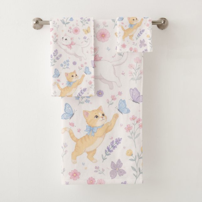 Mignons chatons pastel et papillons floraux (En situation)