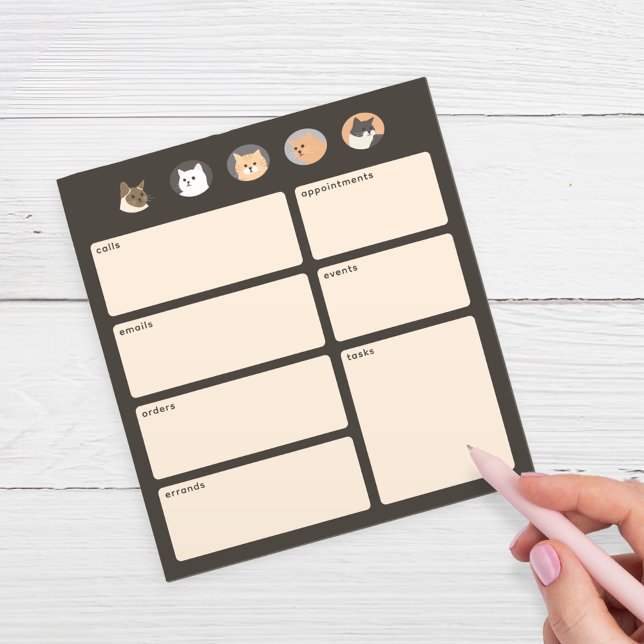 Mignons Chats gris foncé Rappels Bloc-notes (Créateur téléchargé)