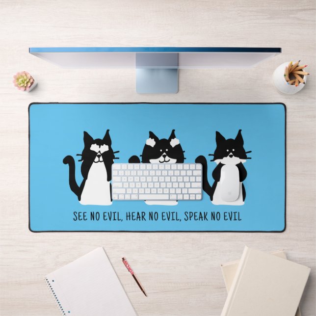 Mignons chats noirs et blancs en smoking aux yeux  (Bureau 1)