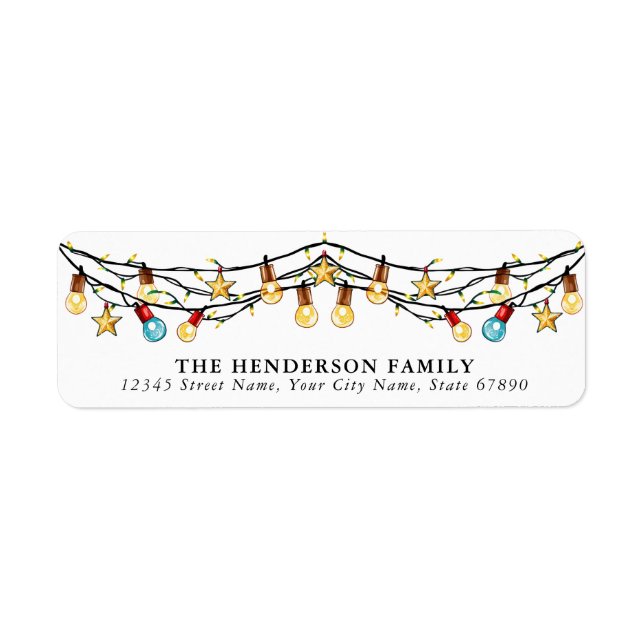 Mignons feux de Noël Retourner l'adresse Étiquette (Devant)