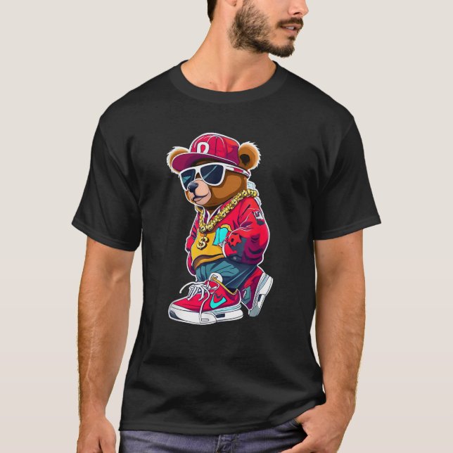Mignons Hip hop Teddy Bear Tshirt 90 vêtements hip (Devant)