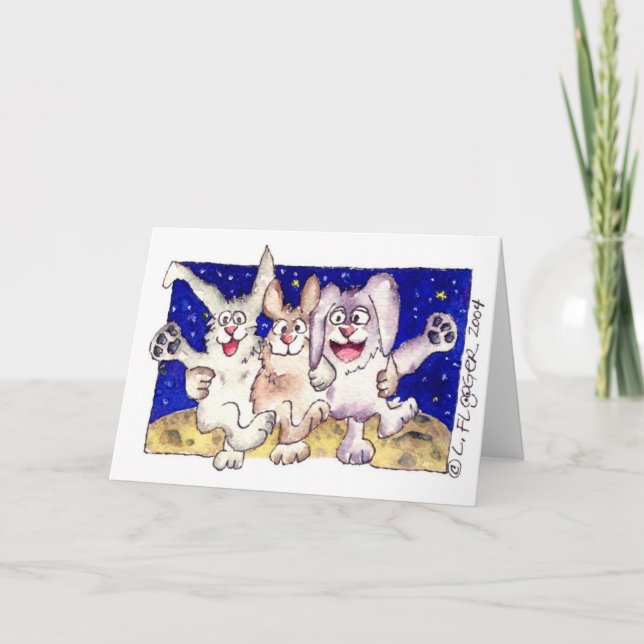 Mignons lapins de dessin sur la carte de note de l (Devant)