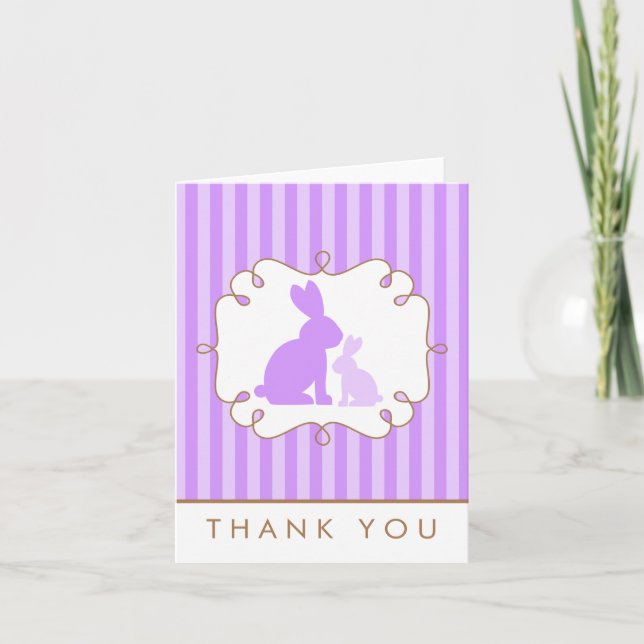 Mignons lapins violets Baby shower Merci (Devant)