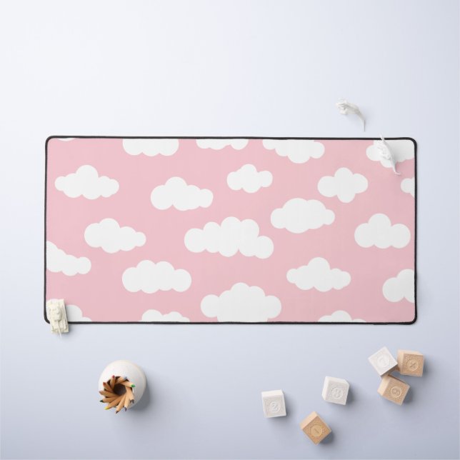 Mignons nuages pastel rose et blanc (Tableau pour enfants)