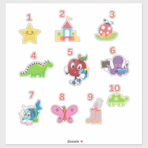 Mignons numéros préscolaires 1-10 Stickers de viny