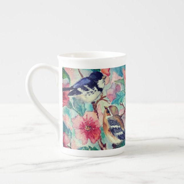 Mignons Oiseaux os Chine Mug (Gauche)