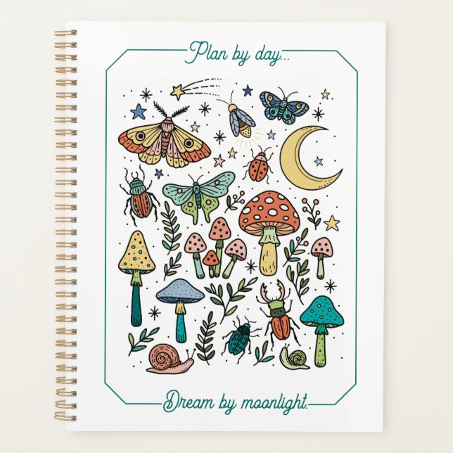 Mignons papillons de nuit, champignons et insectes (Devant)