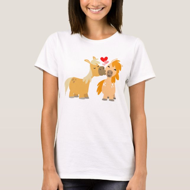 Mignons Ponies en caricature en T-shirt Femme Amou (Devant)