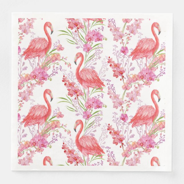Mignons serviettes en papier à motif flamant rose  (Devant)