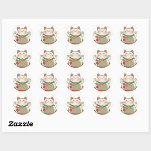 Mignons stickers japonais - chat chanceux