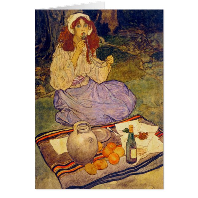 Miguela, agenouillée encore, la met à sa lèvre (Devant)