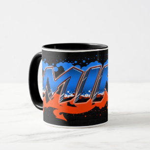Mike prénom Graffiti blue Tasse orange