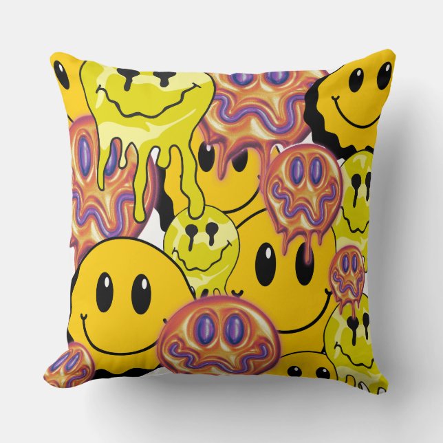 Mikitiez Coussin Jetable Smileyface jaune jardin (Recto)