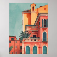 Milan Italie Beach House Poster d'Art Vintage