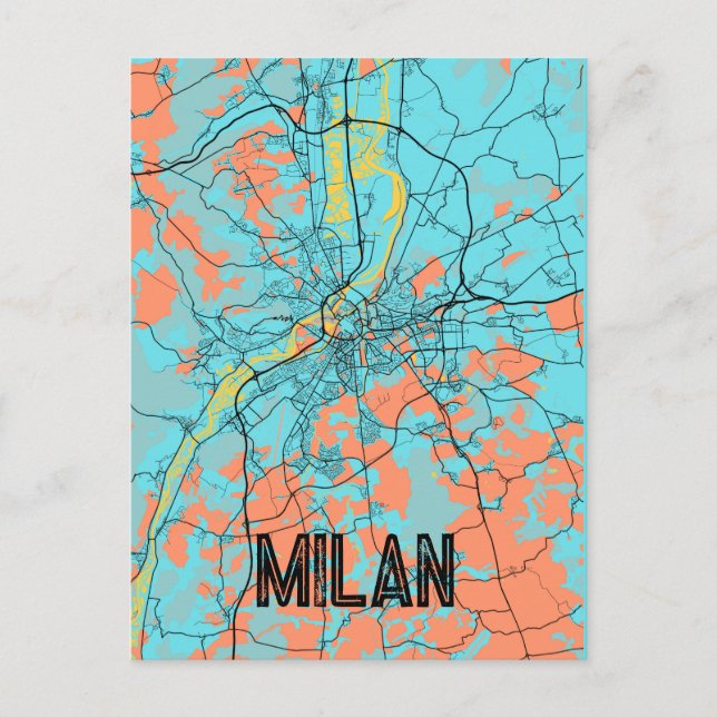 Milan Italie Europe Plan de la ville Carte Turquoi (Devant)