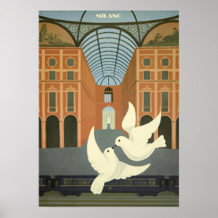 Milano, Milan Italie Poster Vintage voyage
