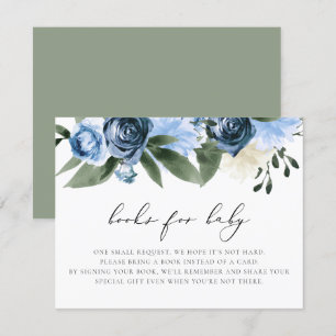 MILENA Dusty Blue Navy Livres floraux pour carte b