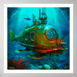 Miles Under the Sea Art Illustration Poster 1