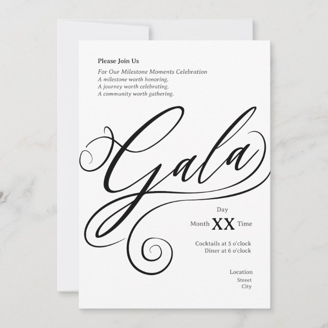 Milestone Gala Invitation (Devant)