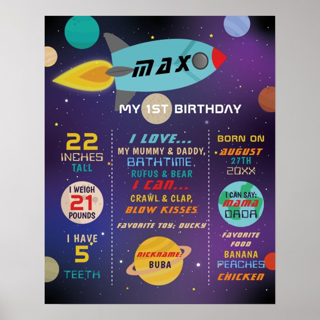 Milestone Space Galaxy Poster Boys 1ère Rocket (Devant)