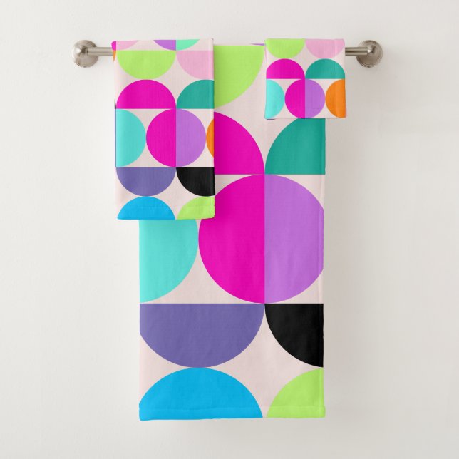 Milieu du siècle moderne Cercles colorés Rétro Abs (En situation)