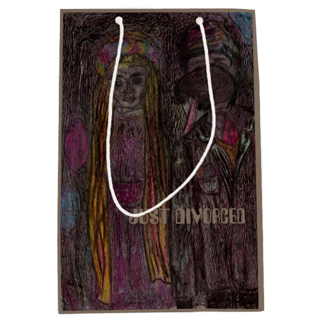 Milieu, sac moyen mat de cadeau "JUSTE DIVORCÉ " (Devant)