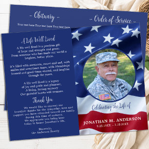 Militaire USA Flag Celebration Life Funeral Progra