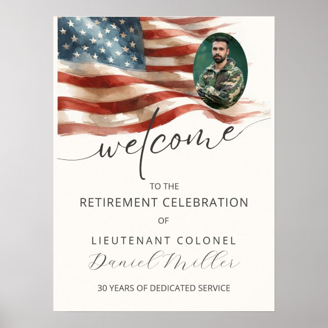 Military Retirement Welcome Poster with Photo (Devant)