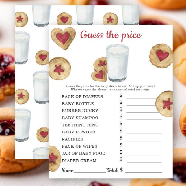 Milk and cookies baby shower Price guess game (Créateur téléchargé)