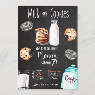 Milk and Cookies Birthday Invitation
