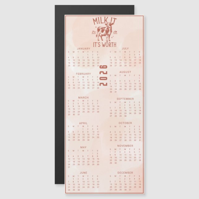 Milk It For All It's Worth 2026 Brown Calendar (Devant / Derrière)