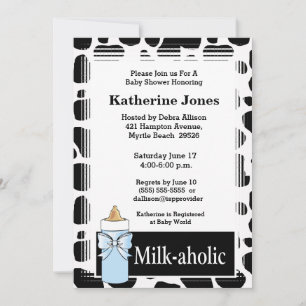 Milkaholic Baby Boy Shower Invitation