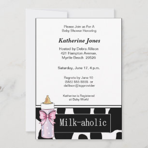 Milkaholic Baby Girl Shower Invitation