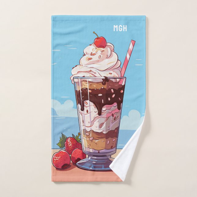 Milkshake à la crème glacée monogramme personnalis (Serviette à main)