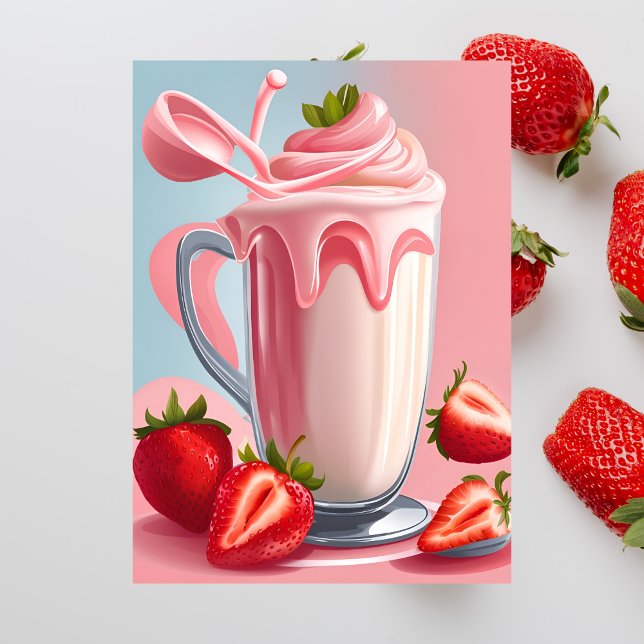 Milkshake aux fraises, carte postale de passage (Créateur téléchargé)
