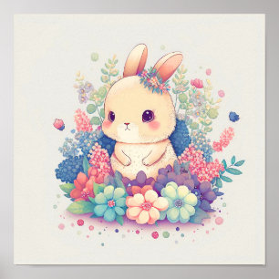 Millie Mae - Impression de lapin mignon assis dans