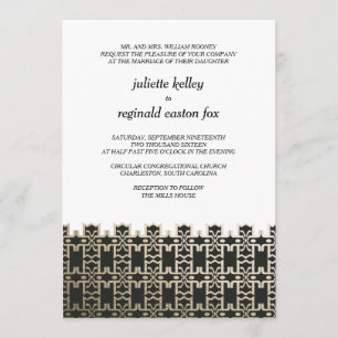 Mills House Charleston Black and Gold Invitation