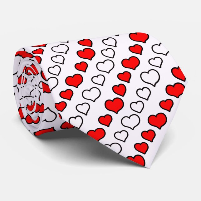 Milo Dale Coeurs rouge et blanc cravate homme (Roulé)