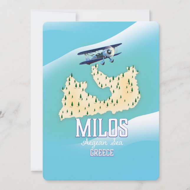 Milos, île grecque Carte art affiche de voyage. (Devant)