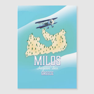 Milos, île grecque Carte art affiche de voyage.