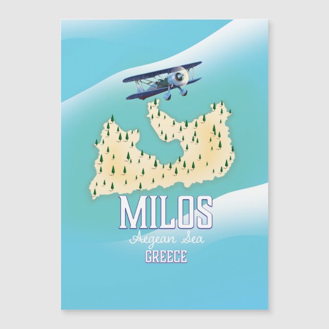 Milos, île grecque Carte art affiche de voyage. (Devant)