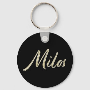 Milos Name whitegold Button Porte-clés