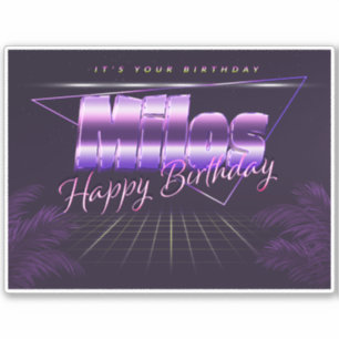 Milos Nom Prénom lila retro Sticker