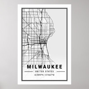 Milwaukee Wisconsin USA Travel City Map Poster
