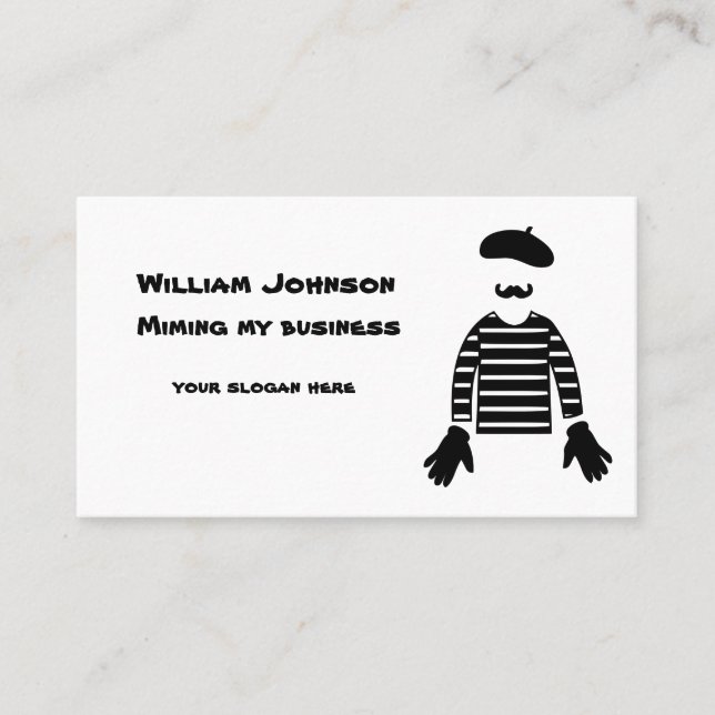 Mime Pantomime Miming Mon Carte de visite d'entrep (Devant)
