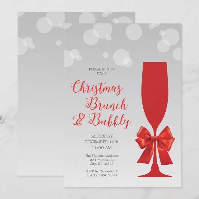 Mimosa Glass Christma Brunch et Bubbly Invitation (Devant / Derrière)