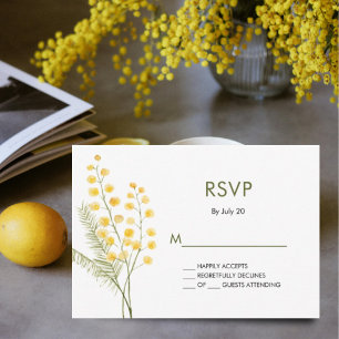 Mimosa rustique fleurs jaune mariage rsvp carte