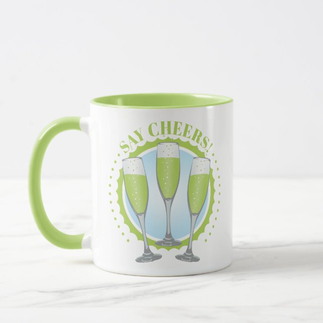 Mimosa Verte Champagne Lunettes Mug (Gauche)
