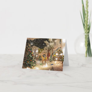Minature Snowy Village - Carte de Noël